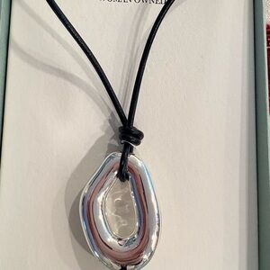 Silver and Pink Pendant Necklace
